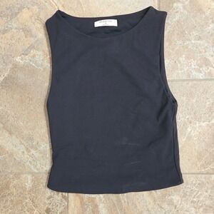 Babaton Aritzia Black High Neck Sleeveless Sculpt Knit Crop Top XS